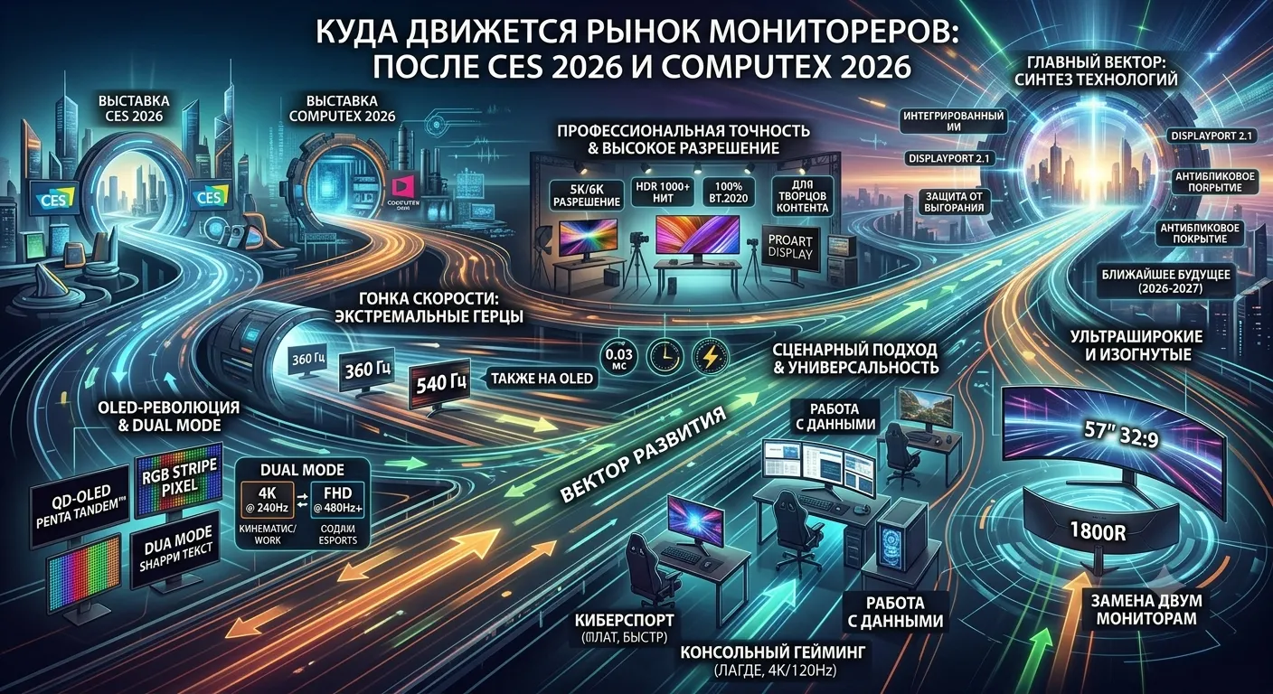 Будущее рынка мониторов после CES и Computex 2026