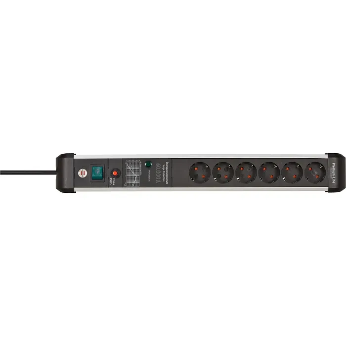 Сетевой фильтр Brennenstuhl Premium-Protect-Line 60 000 А 6 розеток, кабель 3 м., H05VV-F 3G1.5 черный 1391010600 - фото 2