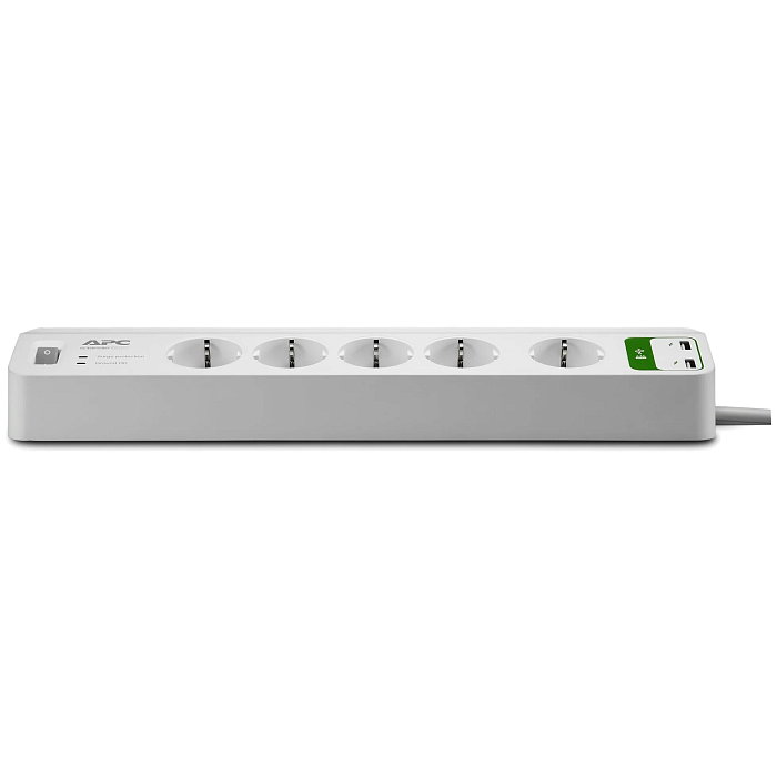 Сетевой фильтр APC PM5U-RS (Essential SurgeArrest, 5 розеток, USB-зарядное устройство на 2 порта, 5 В, 2.4 А, 230 В) - фото 2