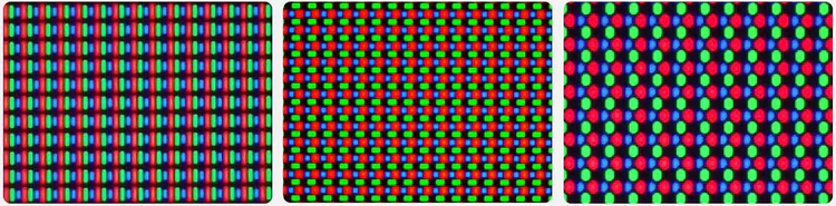 Сравнение пиксельной структуры поколений QD-OLED