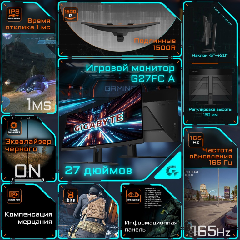 Монитор Gigabyte G27FC
