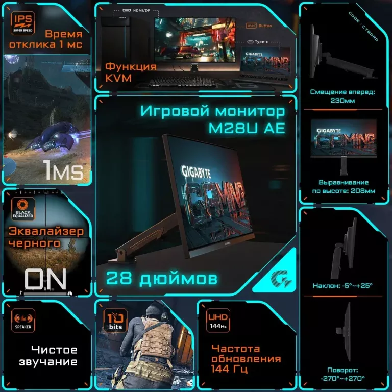 Монитор Gigabyte M28U AE