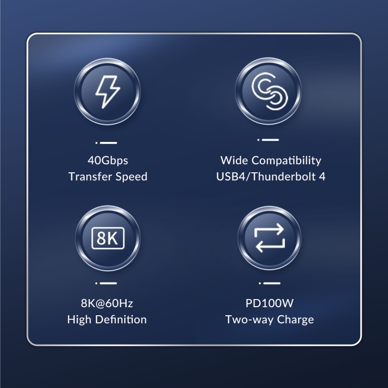 Кабель ORICO PD Thunderbolt 4 TBZ4-20-GY-BP, 2 метра