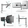 ONKRON кронштейн для двух мониторов 13"-32" настольный, чёрный D221E (D221E-B) - фото 6